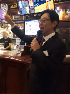 From left: Acting Chairman Imai, Minister-Counsellor Christopher Hunt and President Ota